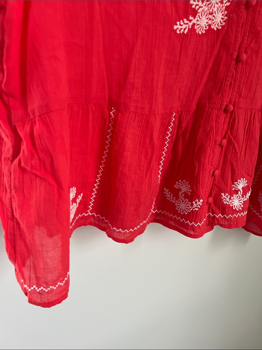 Old Navy 100% Cotton Coral Button-Front Embroidered Top #764185-00 NWOT Size XL - Picture 7 of 17